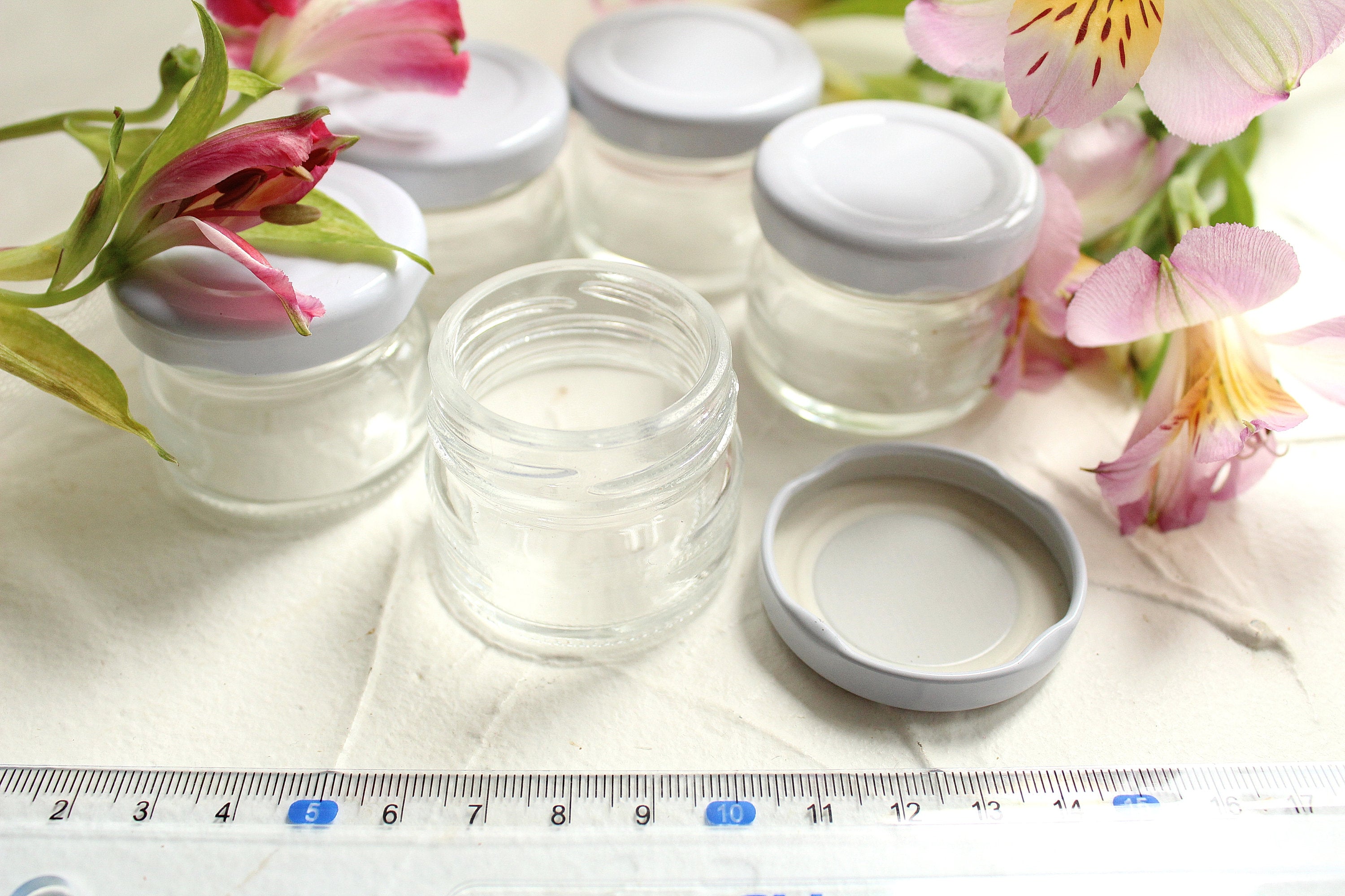 Free 1 oz (30ml) Glass Jar, Customizable Lid, Free of BPA, Plastisol lined, Glass Jar with Lid, Kitchen Glass Jars, Glass Jars for Spices