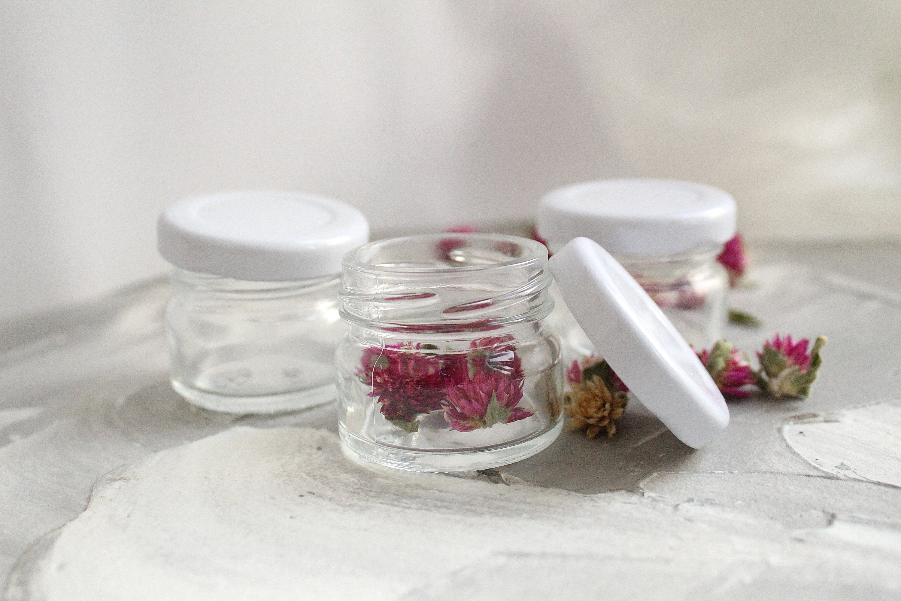 free 6 pcs of 1 oz (30ml) Small Glass Jars, Colorful Lids, Free of BPA, Plastisol Lined, Food Grade