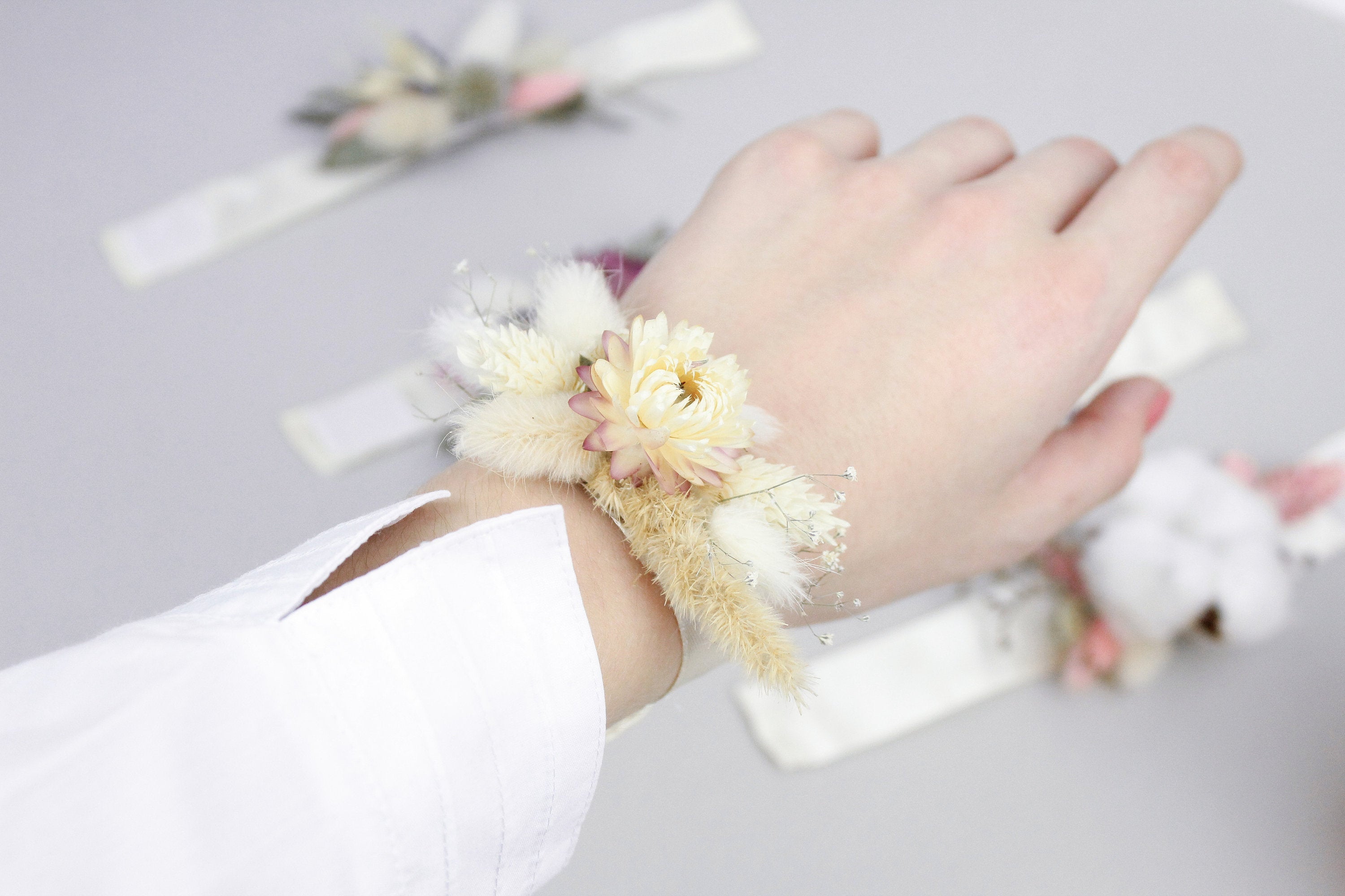 Bridal cuff bracelet flower corsage pearl elasticated bracelet base Bride  Bridesmaid Mother of Bride Groom gift – Kathleen Barry Bespoke Occasion  Accessories